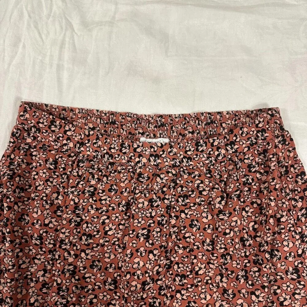 Nine West Orange Lightweight Floral Midi Skirt Size L | Boho, Swing, Cottagecore - Picture 5 of 11
